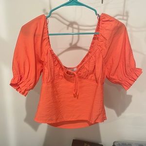 Orange/Salmon boutique blouse. Worn once, excellent condition. Brand: Faulux.